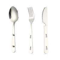 Set De 3 Piezas De Utensilios De Acero Inoxidable Plegables Para Camping Y Cocina Incluye Cuchillo Cuchara Y Vaso No Desechables - details 3