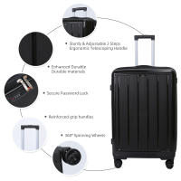 S7 STAR Juego 3pcs Cabina PP de Viaje, Maleta Resistente Rígida 20+24+28 pulgadas. Equipaje Elegante Ligero de Moda, Pack 3 Piezas Cabina con 4 Ruedas Giratorias Multidireccionales 360° Asa Telescópica - details 5