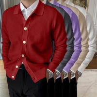 Chaqueta De Punto Para Hombre Con Cuello En V Y Botones Manga Larga Ajustada Estilo Casual Poliéster Y Spandex - details 2