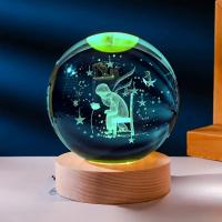 Bola De Cristal 3D Con Base De Madera Colorida Decoración Para Estudio Regalos De Cumpleaños Y Graduación Luz Nocturna Sin Bombillas Incluidas - details 2