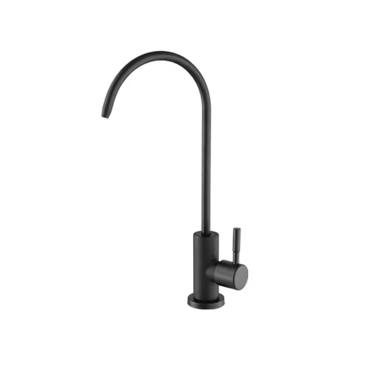 Grifo de cocina negro de acero inoxidable de primera calidad, rotación de 360°, grifo de agua potable fría, diseño suave sin salpicaduras: máxima higiene - 1
