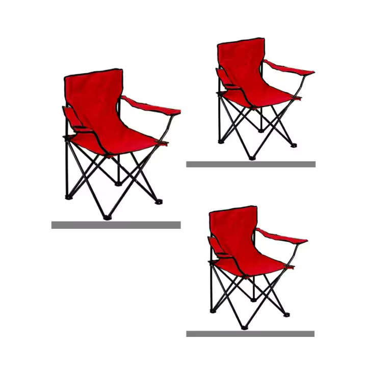 OFERTA[PACK 3] Silla Plegable de Camping de Acero, 50x50x80cm, Silla de Acampada Plegable, Ideal para Camping o Pesca, Estructura de Acero Resistente y Asiento de Lona Impermeable - 1