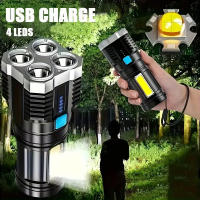 Linterna De Mano Recargable LED Alta Potencia Para Camping Con 4 Lámparas LED Y Luz Lateral COB Para Iluminación Al Aire Libre USB - details 1