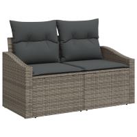 Sofá de jardín para 2 personas con almacenamiento y cojines de ratán gris - details 1
