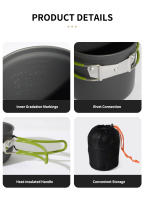 Juego De Utensilios De Cocina Para Camping Ultraligero Exterior Sin Plegar Material De Vidrio No Desechable Apta Para Calentar Agua - details 7
