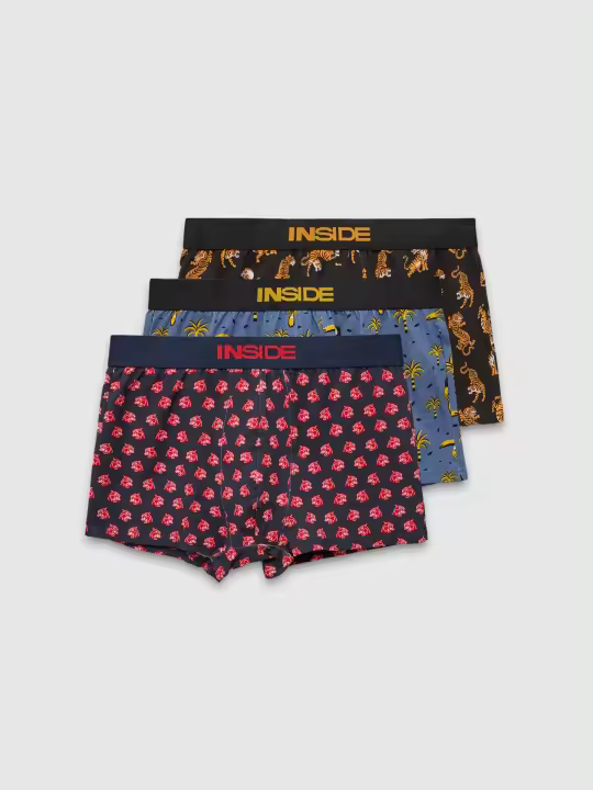 Pack de 3 bóxers Animales con estampados de tigres, panteras y tucanes en colores vibrantes INSIDE - 1