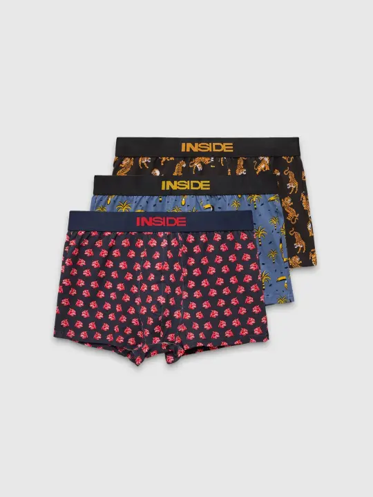 Pack de 3 bóxers Animales con estampados de tigres, panteras y tucanes en colores vibrantes INSIDE - 1