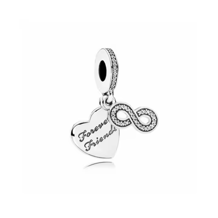 PANDORA Charm Plata Ley Circonitas Amigos para Siempre Joyería Infantil - 1