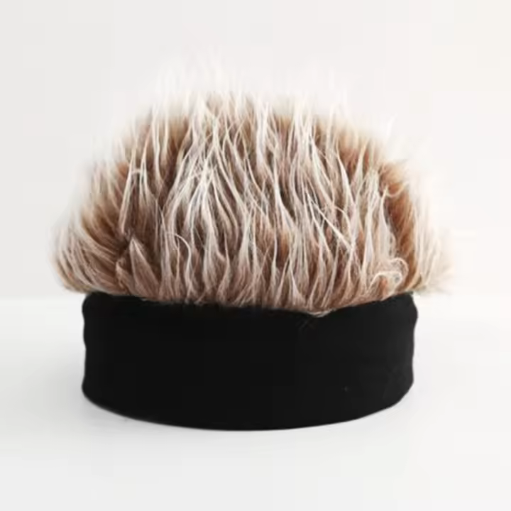 Gorra De Pelo Riso: Gorras Cortas Para Hombres Y Mujeres Estilo Hip Hop Con Espikes Imitación Cabello Vintage Para Otoño E Invierno - 1