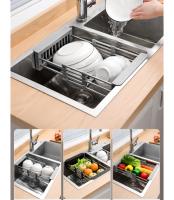 Escurridor de fregadero de cocina, escurridor de platos extensible de acero inoxidable, escurridor para lavar frutas y verduras, escurridor de almacenamiento - details 2