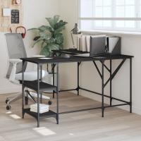 vidaXL Escritorio madera de ingeniería 139x139x75 cm en color Roble ahumado/Negro/Marrón roble y más | estructura resistente ideal para salón dormitorio o estudio - details 1