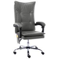 vidaXL Silla de oficina de masaje de cuero sintético gris antracita - details 0