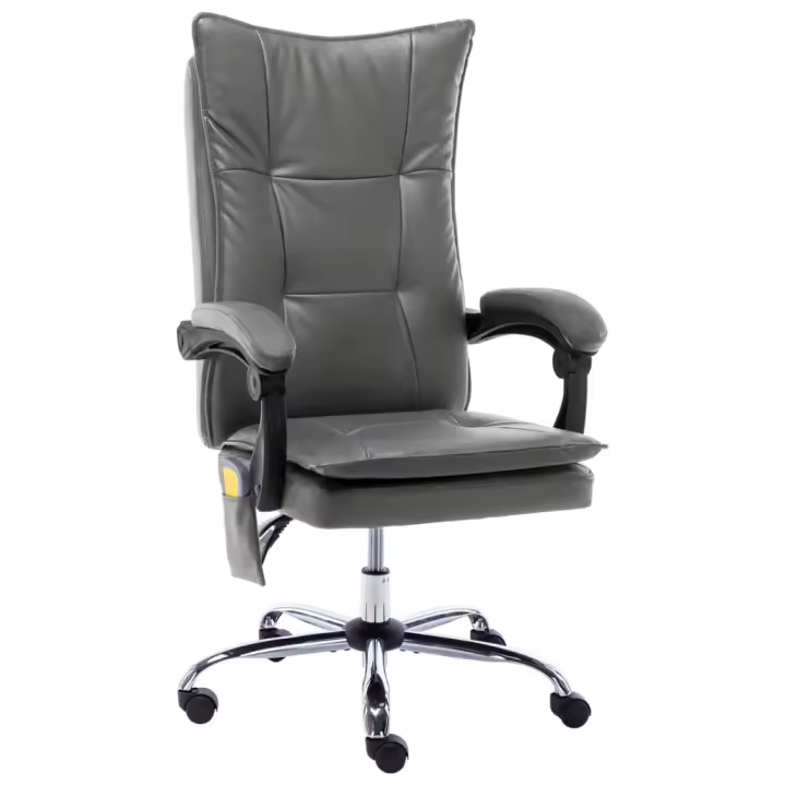 vidaXL Silla de oficina de masaje de cuero sintético gris antracita - 1