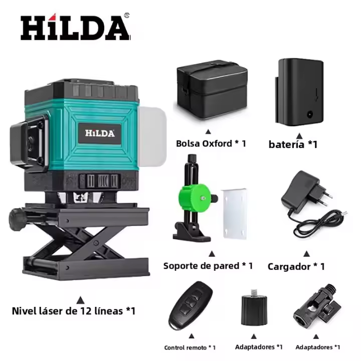 Nivel Láser 3D De 12 Líneas Auto-nivelado 360 Grados Horizontal Y Vertical Haz Láser Verde Super Potente Para Obras Y Bricolaje - 1