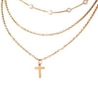 Zafiropa - Set Collar Cruz - Acero Inoxidable - Perla Artificial - Waterproof - details 2