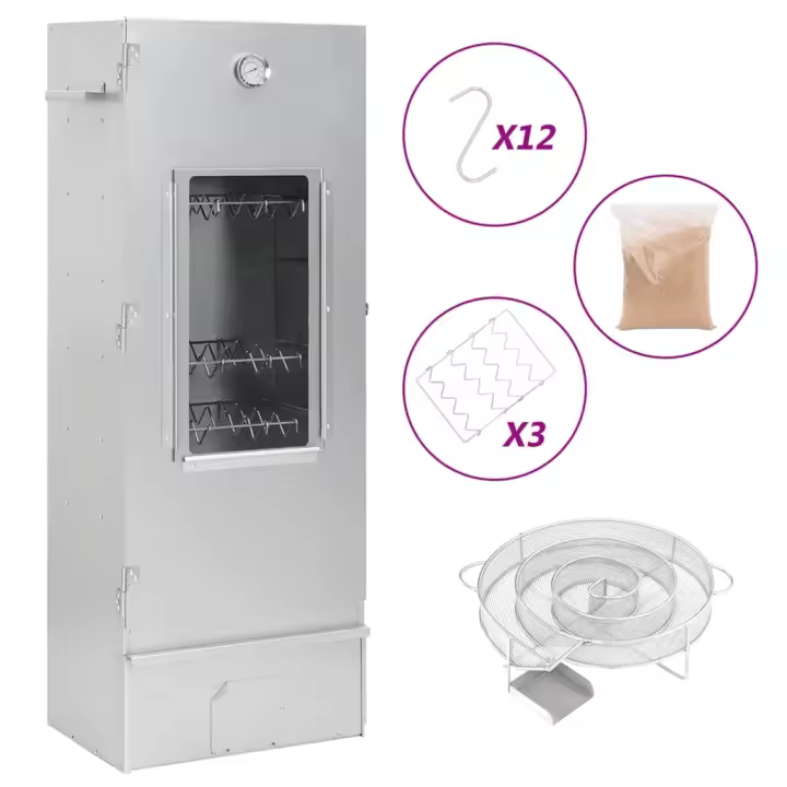 vidaXL Horno ahumador de BBQ con generador humo frío acero galvanizado - 1