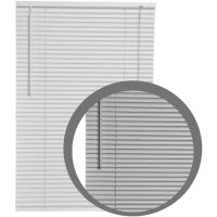 Grey/Silver Plain PVC venetian Blind - Width 45cm x Drop 150cm - 25mm Horizontal Slats - Easy Fit Trimmable fitting with Tilt control Wand Mechanism - details 0