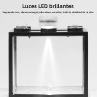 Acuario Mini Para Peces Y Reptiles Con Luz LED Caja Pila De Acuarios Cilíndricos Decoración De Paisaje De Algas Para El Hogar Y La Oficina - details 5