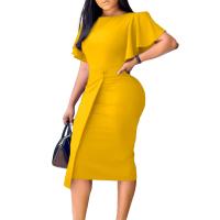 Vestido Elegante Para Oficina Para Mujer Con Volantes En La Manga Y Botones Silueta Suelta Midi Traje Formal De Negocios Vestimenta De Trabajo Ropa Midi Robe - details 9