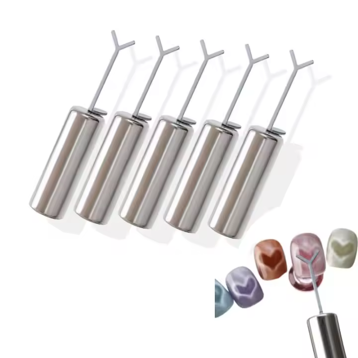 Imán de corazón para esmalte de gel de ojos de gato, juego de 5 herramientas magnéticas para uñas con guía en Y para diseños de corazón y ojos de gato, kit de arte de uñas de alta calidad. - 1