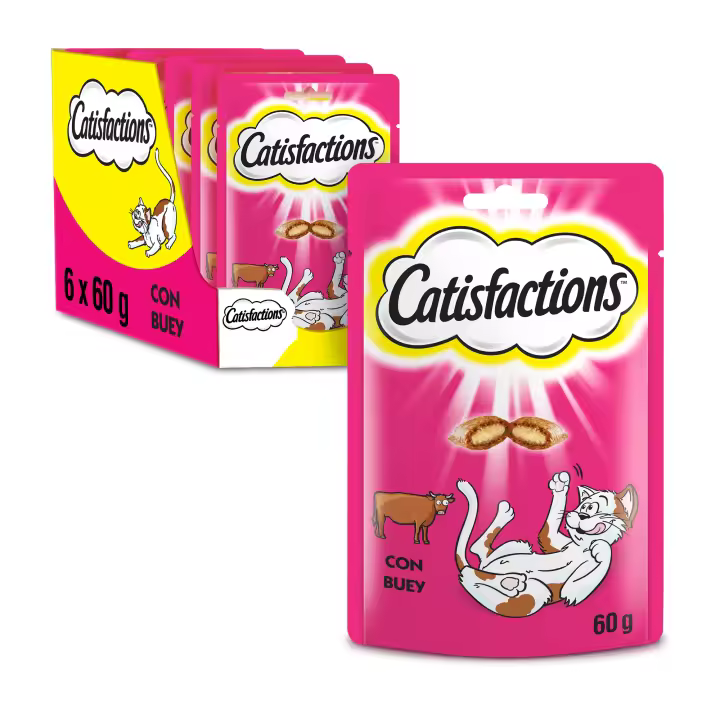 Catisfactions Premios para Gatos Sabor Buey (6 x 60g) - 1