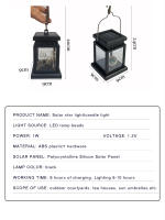 Lámpara Solar Impermeable LED Retro Parpadeante Para Decoración De Jardín Y Patio Luz De Vía Brillante Fuente De Energía Solar Para Exterior - details 2