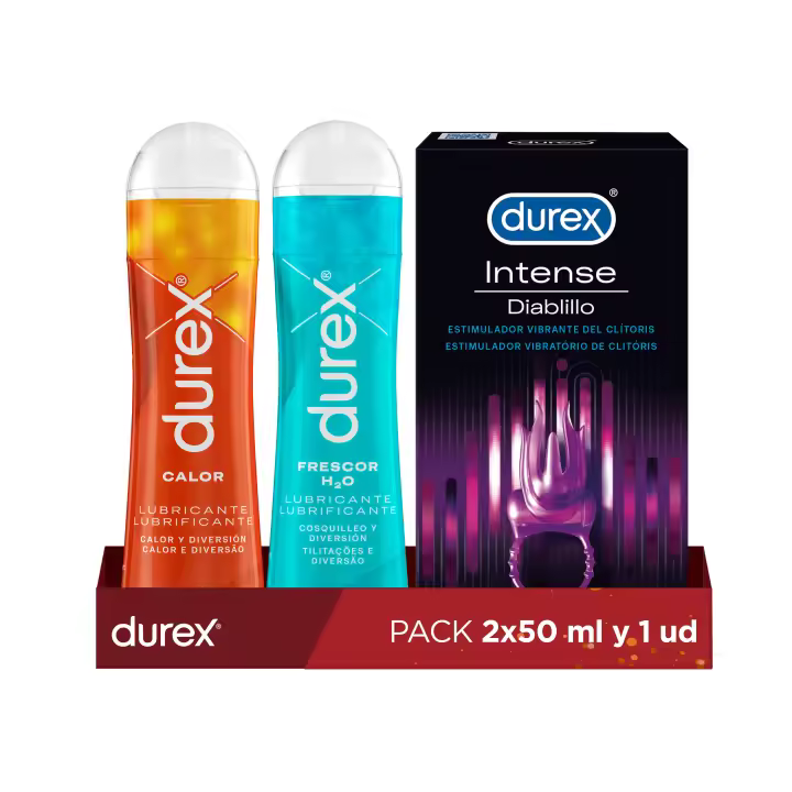 Durex Anillo Vibrador Intense Orgasmic Diablillo Estimulador Clítoris + Lubricante de Base Agua Efecto Calor y Efecto Frío - 1