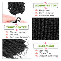 Extensiones De Cabello De Sintetico Pre-Enredado De 8 Pulgadas Para Mujeres Negras Crochet Redonda OMBRE Sin Químicos - details 2