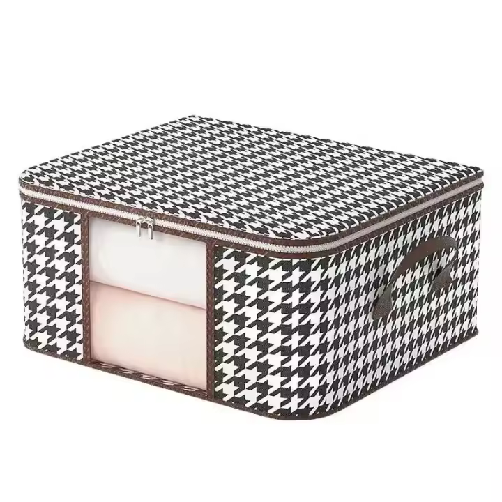 Caja De Almacenamiento Portátil De Gran Capacidad Visible Organizador De Ropa Para El Hogar Con Manijas Plegable a Prueba De Polvo Con Cierre De Cremallera - 1