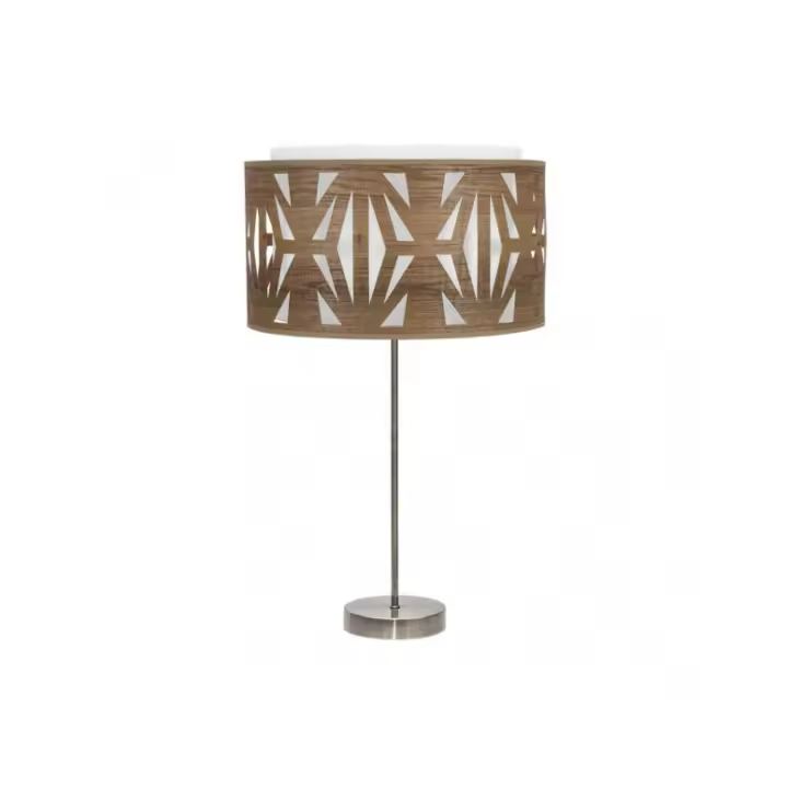 Fabrilamp - Sobremesa Alto Katerina 1xe27 Cuero/madera Oscura 61x30x30 Cm - 1
