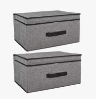 Cajas de almacenamiento plegables de tela con tapas Caja decorativa de tela ，cesta organizadora con asas para ahorrar espacio para ropa - details 0