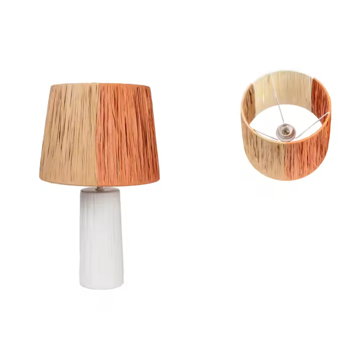 LAMPARA CERAMICA BLANCA PANTALLA COLORES CUERDA HM1128 FIJALO - 1