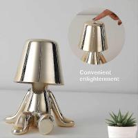 Lámpara de mesa táctil dorada, lámpara Thinker, lámpara de mesa, lámpara de noche decorativa portátil, inalámbrica, recargable, con carga USB, iggb dorada, 1 unidad, dorada, 1 unidad - details 0