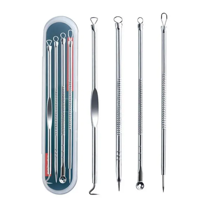 Juego Profesional De 4 Agujas Para Extraer Puntos Negros Y Blanquecinos De La Cara Herramienta De Limpieza Facial Profunda Acero Inoxidable - 1