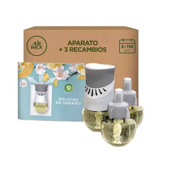 Air Wick Ambientador Electrico Aroma Delicias de Verano 1 Aparato + 3 Recambios - 1