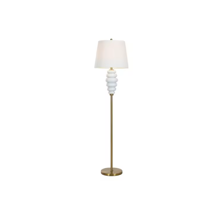 Lámpara de Pie Home ESPRIT Blanco Dorado 220 V 43 x 43 x 170 cm - 1