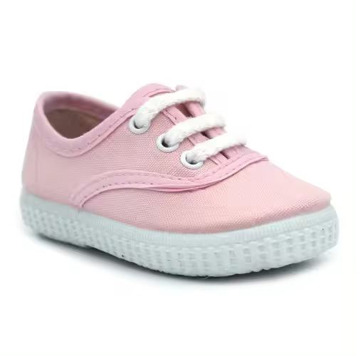 Zapatillas lona INGLÉS HERMI LZ400 ROSA con suela de goma flexible. Hechas en España. - 1
