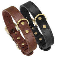 Collar De Cuero Genuino Duradero Ajustable Para Perros Medianos Y Grandes Aleman Shephard Entrenamiento Caza Marrón - details 2