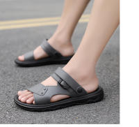 Sandalias De Verano Para Hombre PU Cuero Tacones Medios Antideslizantes Abierta Delante Zapatillas De Playa Cierre De Hebilla - details 26