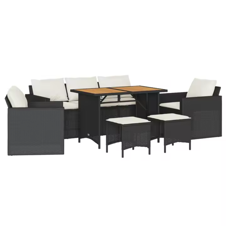 vidaXL Set de sofás de jardín 6 piezas y cojines ratán sintético negro - 1