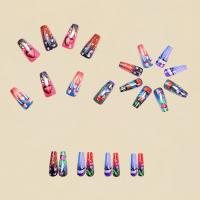 24pcs/set Uñas Postizas Largas Medias Falsas De Cuadrado Ballet Con Flores Y Mariposa Azul Verde Para La Temporada De Primavera Y Verano - details 22