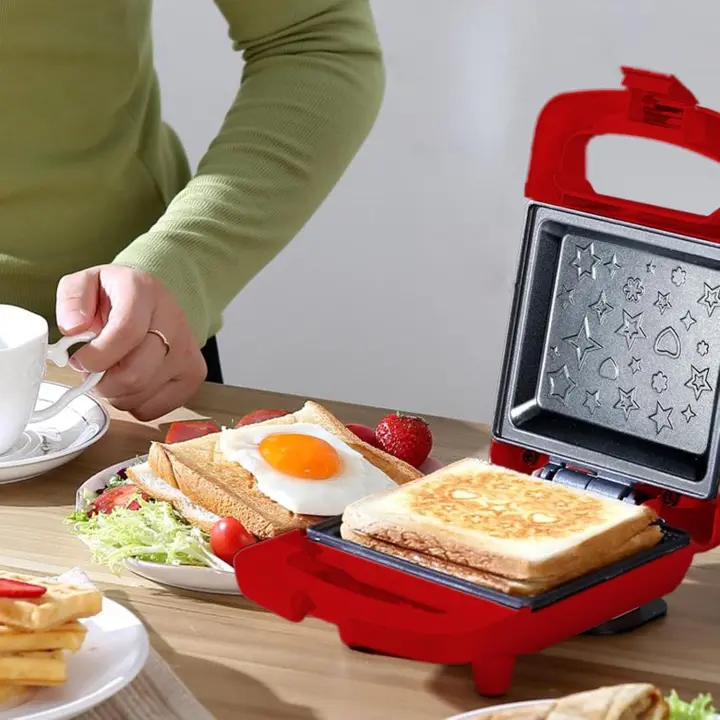 Sandwicherera eléctrica de calefacción de doble cara, sandwichera de 600 W, sandwichera de parrilla de calefacción multifunción con placas antiadherentes, máquina de sándwich de queso a la parrilla （21.5*15.3*10.5cm） - 1
