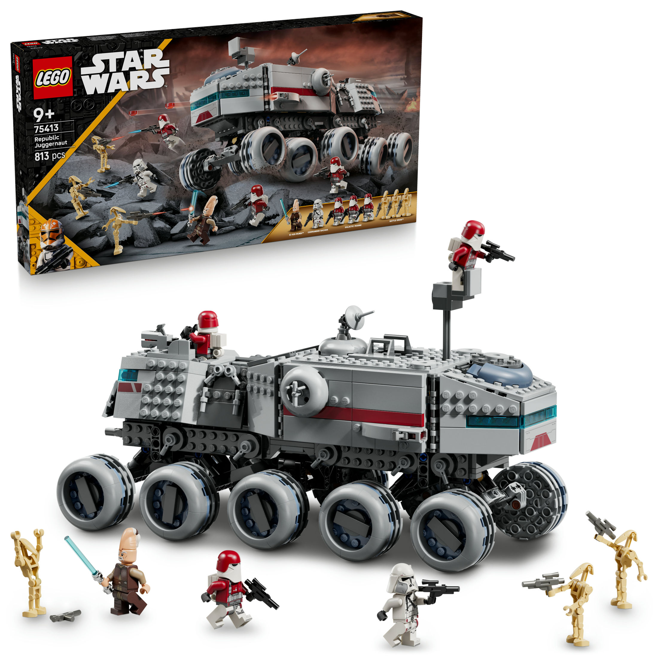 LEGO Star Wars 75413 Juggernaut de la República - Juguete de Construcción con 3 Figuras de Droides y 5 Minifiguras inc. Ki-Adi-Mundi con Espada Láser - Regalo para Niños de 9+ Años de Las Guerras Clon