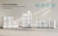 SONGMICS Mueble Zapatero Plástico, 8 Compartimentos, Zapatero Modular, Estantería Modular de Plástico, 30 x 40 x 30 cm Cada Cubo, con Puerta, Marco Acero, Panele Plástico, Blanco/Negro - details 2