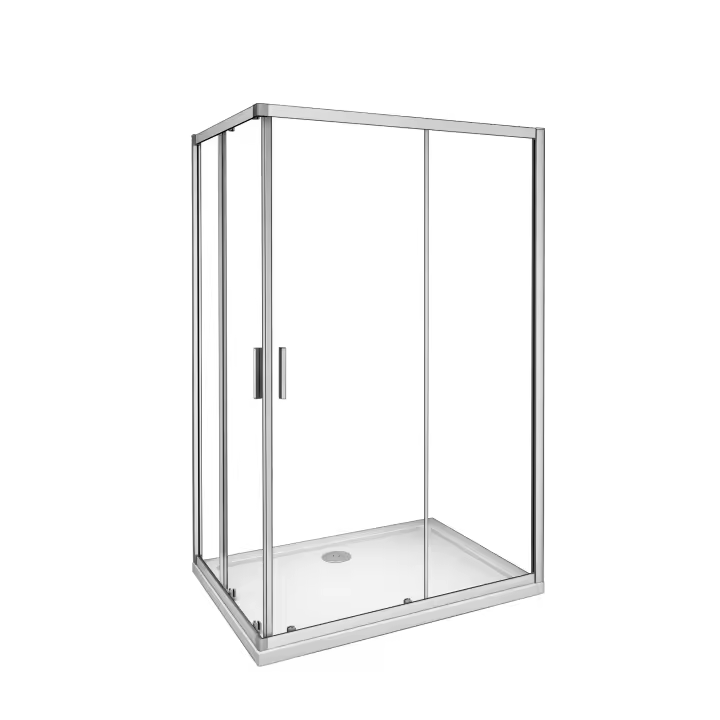 Mampara de Ducha Rectangular Corredera,Perfil Gris Mate,Vidrio Templado 5mm,(780-800)x(980-1000)x1850mm - 1