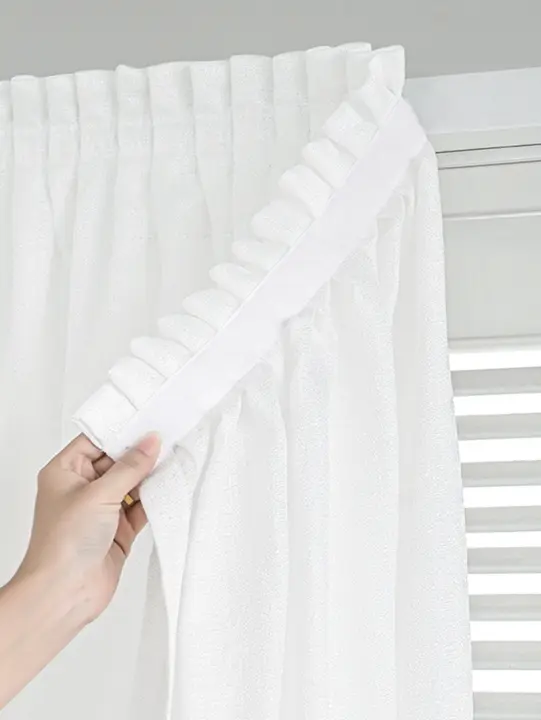 Cortina Adhesiva Blanca Para Balcón Y Dormitorio Sin Perforar Autoadhesiva Translúcida Semi-Blackout Para Ventana De Bay Window - 1