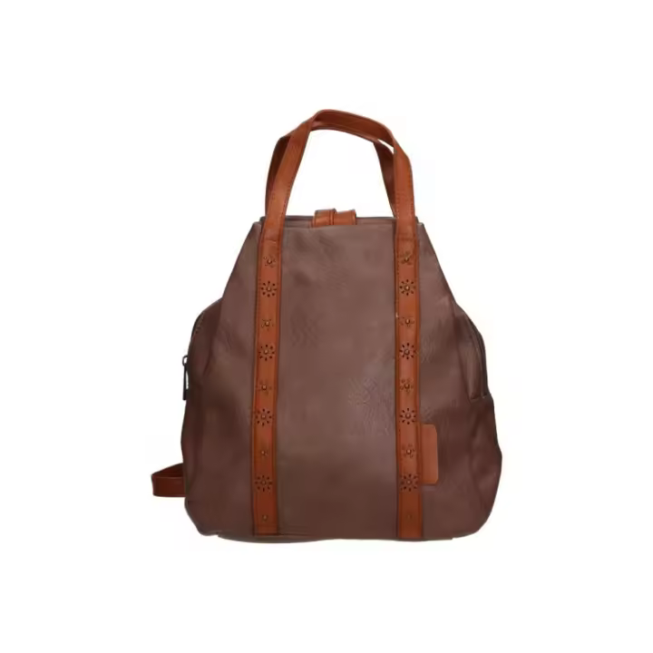 SARA BAGS | Mochila de Paseo Sara Bags para Mujer – Mochila Casual en Color Taupe con Detalles en Marrón – Bolso con Asas con Cremallera – Estilo Sport – Espaciosa y Versátil – Espaciosa – Modelo SDNST240789 - 1