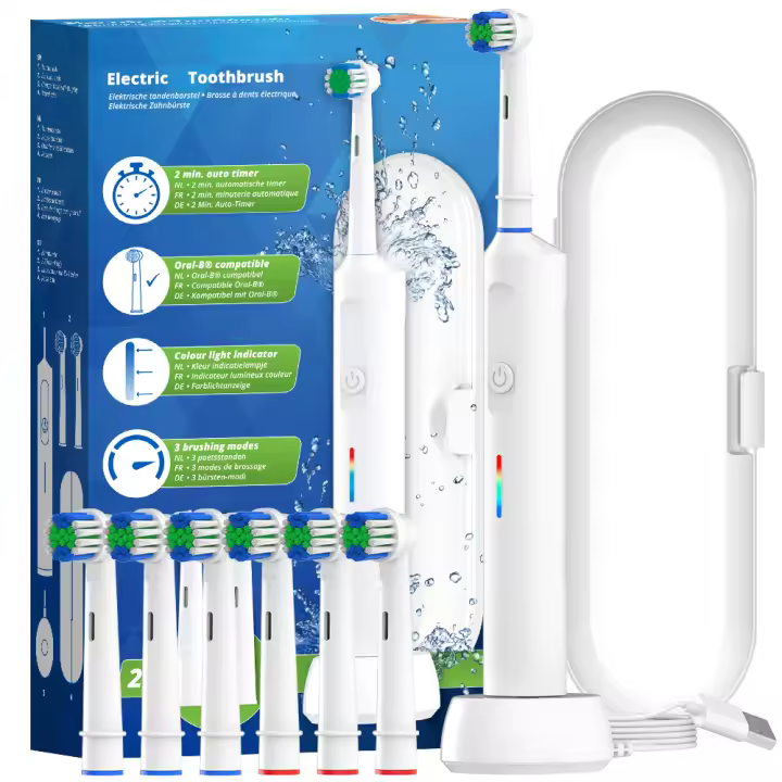 Cepillo De Dientes Eléctrico Con Carga Inalámbrica Y Rotación Recargable Compatible Con Cabezas De Repuesto Oral B Para Limpieza Profunda Y Cuidado Oral - 1