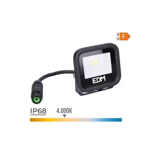 EDM Foco Proyector LED 10W 800LM 4000K Luz Día Negro 9,2x8,1x2,7cm - 70405 Foco led Iluminación Exterior Proyectores Led - 1