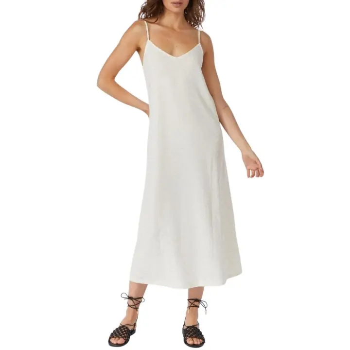 VISENADA V-NECK SINGLET MIDI DRESS Birch - 1